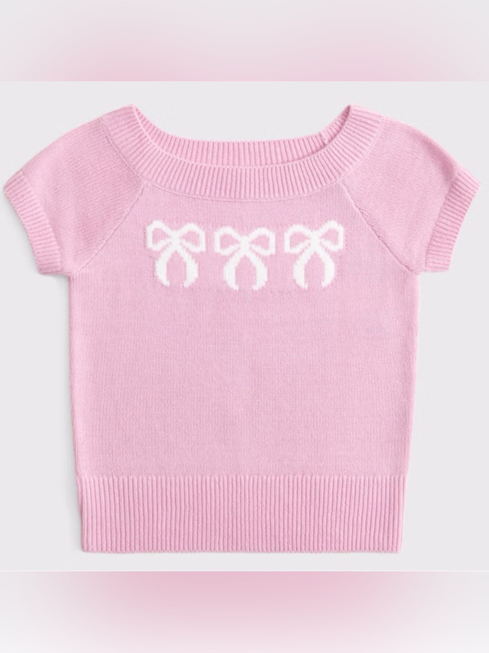NWOT Abercrombie Kids Girls Pink Bow short sleeve Sweater Size 13/14